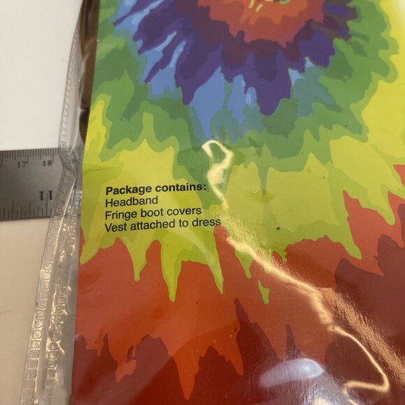 Love N Peace Hippie Costume Medium Youth 8-10 With Headband & Fringe Boot Covers - Picture 4 of 5